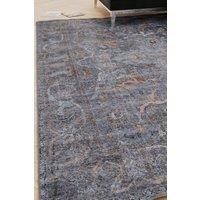 Kukoon Blue Distressed Soft Washable & Liquid Repellent Living Room Area Rug in Mid Blue | Size: 60 cm x 240 cm