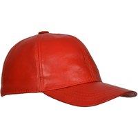 House of Leather Leather Baseball Cap Hat in Red