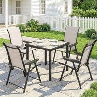 OUTSUNNY 5 Pieces Outdoor Dining Set, Garden Dining Set for 4 in Beige | Size: 80 cm x 80 cm