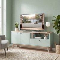 HOMCOM Entertainment Center with Adjustable Shelf for TVs up to 36 Inch in Light Green | Size: 120 cm