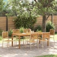 Berkfield Home 7 Piece Garden Dining Set Beige Poly Rattan Acacia