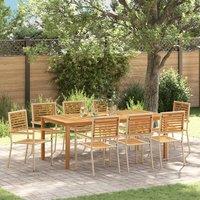 Berkfield Home 9 Piece Garden Dining Set Beige Poly Rattan Acacia