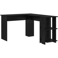 Berkfield Home Black Oak Corner Desk with Shelf with Storage Black oak Medium MDF