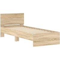 Berkfield Home Durable Bed Frame Frame with Headboard Sonoma Oak 75x190 cm Small in Light Tan | Size: Small Single