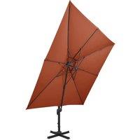 Berkfield Home Durable Cantilever Umbrella with Double Top 300x300 cm Terracotta in Burnt Orange