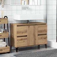 Berkfield Home Sink Cabinet Artisan Oak 80x33x60 cm Engineered Wood in Brown | Size: 80 x 33 x 60 cm