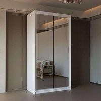 Sliding Wardrobes 4U Modern Double Sliding Door Wardrobe 90cm X 200cm in White | Size: 90 cm X 200 cm
