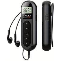 Havendro Mini Pocket FM Radio LCD Portable Clip-on Personal Radio Player in Black