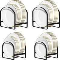 Havendro 4 Pack Kitchen Plate Holders Metal Dish Rack Organiser in Black