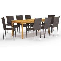 Berkfield Home 9 Piece Garden Dining Set Brown