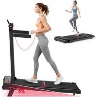 Armadadeals 5% Incline Walking Pad Treadmill with Foldable Handrail in Black