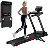 Armadadeals 4-in-1 Folding Treadmill: 14km/h Speed, 20% Auto Incline & 12 Programs in Black