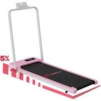 Armadadeals Folding Treadmill with 5% Manual Incline, Speed 1-6KM/H in Pink