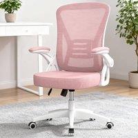Gartistgo Ergonomic Mesh Office Chair with Flip-Up Arms & Lumbar Support in Pink