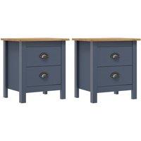 Berkfield Home Bedside Cabinets Hill 2pcs Grey 46x35x49.5 cm Pine Wood