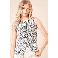 Dorothy Perkins Women's Cornelli Embroidered Waistcoat Top in Black | Size: 14