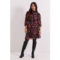 Dorothy Perkins Women's Petite Floral Frill Neck Tiered Skirt Printed Mini Dress | Size: 8