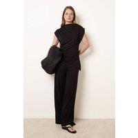 Blue Vanilla Women's Black Soft Jersey Asymmetric Hem Set | Size: Medium/Large