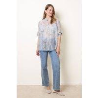 Blue Vanilla Women's Blue Sheer Floral Shirt