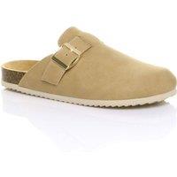 AJVANI Women's Flat Heel Footbed Sandals Mules in Beige | Size: 5