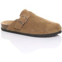 AJVANI Women's Flat Heel Footbed Sandals Mules in Tan | Size: 5