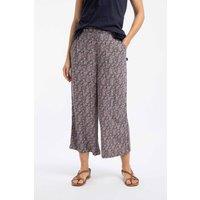 Weird Fish Women's Sarita Crinkle Printed Wide Leg Cropped Trousers in Navy | Size: 14