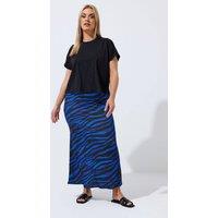 Yours Women's Zebra Print Maxi Skirt in Cobalt | Size: 26-28