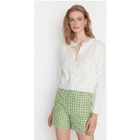 WOVCOR Women's Soft Textured Button Front Knit Cardigan in White | Size: Small