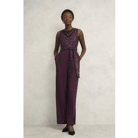 Hobbs London Women's Zuri Jumpsuit in Aubergine | Size: 16