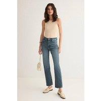 WOVCOR Women's High Waist Straight Leg Cropped Jeans in Blue | Size: 10
