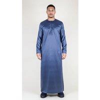 Thobez Men's Satin Emirati Thobe Islamic Clothing in Charcoal | Size: 56R
