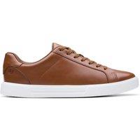 Clarks Men's Romsey Lace Tan Leather Trainers, Lace Up in Brown | Size: 7-Standard Fit
