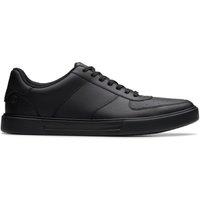 Clarks Men's Romsey Tie Black Leather Trainers, Lace Up | Size: 10-Standard Fit