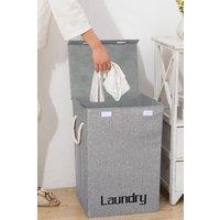 Living and Home 72L Large Laundry Baskets Washing Clothes Storage Folding Basket Hamper with Lid in Grey