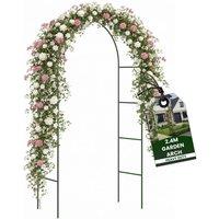 MANTRARAJ 2.4M Garden Archway Trellis Metal Tubular Frame Climbing Plant Arch in Green
