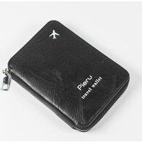 Obasyhig RFID protected passport case with a zip fastening in Black