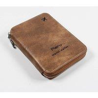 Obasyhig RFID protected passport case with a zip fastening in Brown