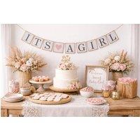 LARANGE Banner Baby Shower gender reveal Garland Rustic Card | Size: 5ft