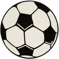 THE RUGS Design Velours Football Rug Round Soft Polypropylene Kids Play Mat in Black | Size: 100 cm diameter