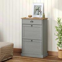 Berkfield Home Shoe Cabinet VIGO 60x35x96 cm Grey Solid Wood Pine | Size: 60 x 35 x 96 cm