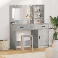 Berkfield Home 2 Piece Dressing Table Set with LED in Concrete Grey Engineered Wood