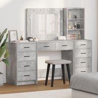 Berkfield Home 3 Piece Dressing Table Set with LED - Concrete Grey Engineered Wood