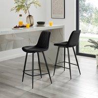 FurnitureboxUK Pesaro Set of 2 Velvet Black Legs Counter Stools