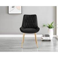 FurnitureboxUK Novara 100cm Round Tempered Glass Dining Table with Gold Legs & 4 Pesaro Velvet Chairs in Black
