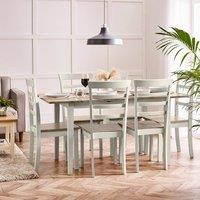 FurnitureboxUK Salcombe Extending Light Grey Wooden Table & 6 Whitby Dining Chairs