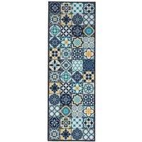 THE RUGS Patchwork Washable Runner Mat Non-Slip Kitchen Hallway 50x150 cm in Duck Egg Blue | Size: 50 cm x 150 cm