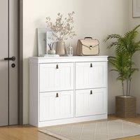 HOMCOM Slim Shoe Cabinet with Adjustable Shelves for Hallway, White