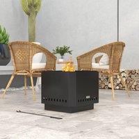 OUTSUNNY Smokeless Fire Pit, Square Metal Bonfire Stove, Black