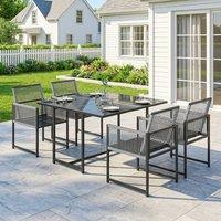 OUTSUNNY Garden Dining Set, Outdoor Table & Chairs with Foldable Backrest in Light Grey | Size: 120 cm