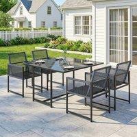 OUTSUNNY Garden Dining Set, Outdoor Table & Chairs with Foldable Backrest in Dark Grey | Size: 120 cm